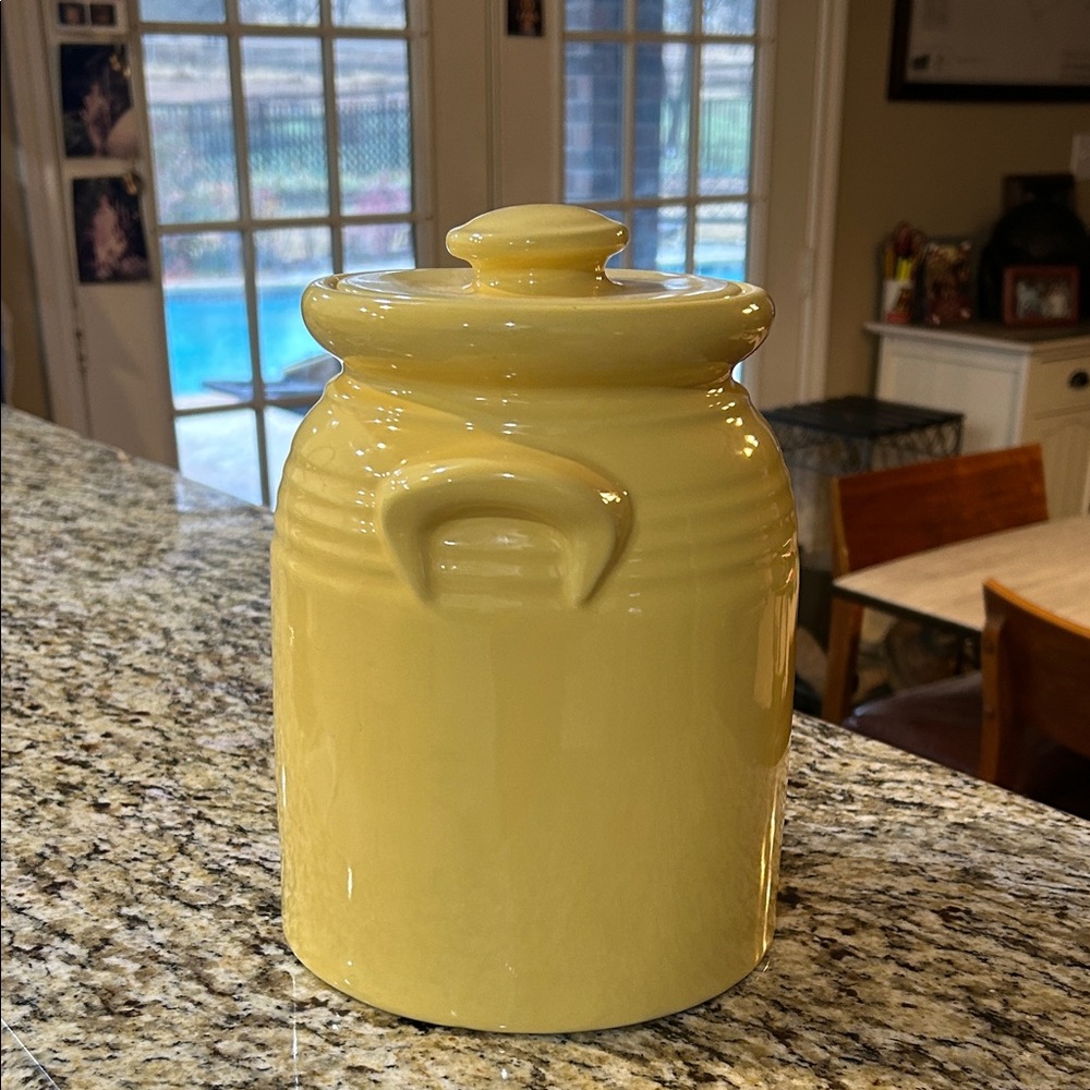Gibson Houseware Large Yellow Ceramic Jar with Lid - Microwave & Dishwasher Safe - Picture 5 of 14